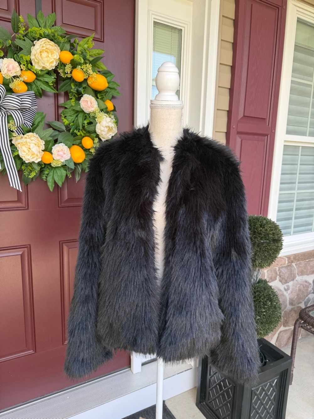 Open Edit Black Faux Fur Women's Jacket - Stylish Cozy Coat